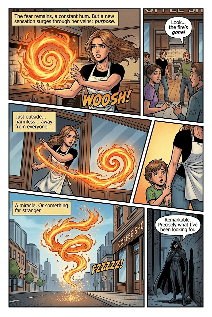 Firestarter, page 4 of 5, Superhero style