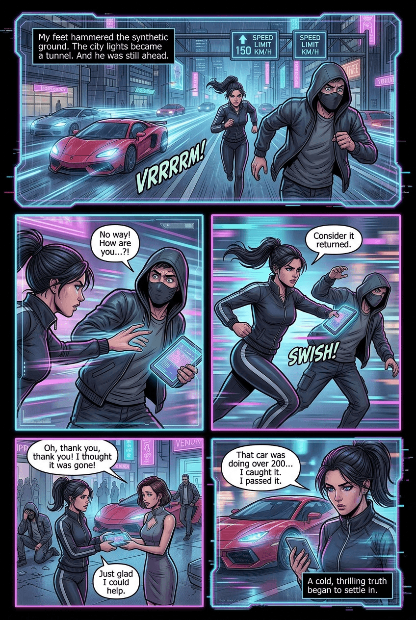 Night Runner, page 2 of 5, Cyberpunk style