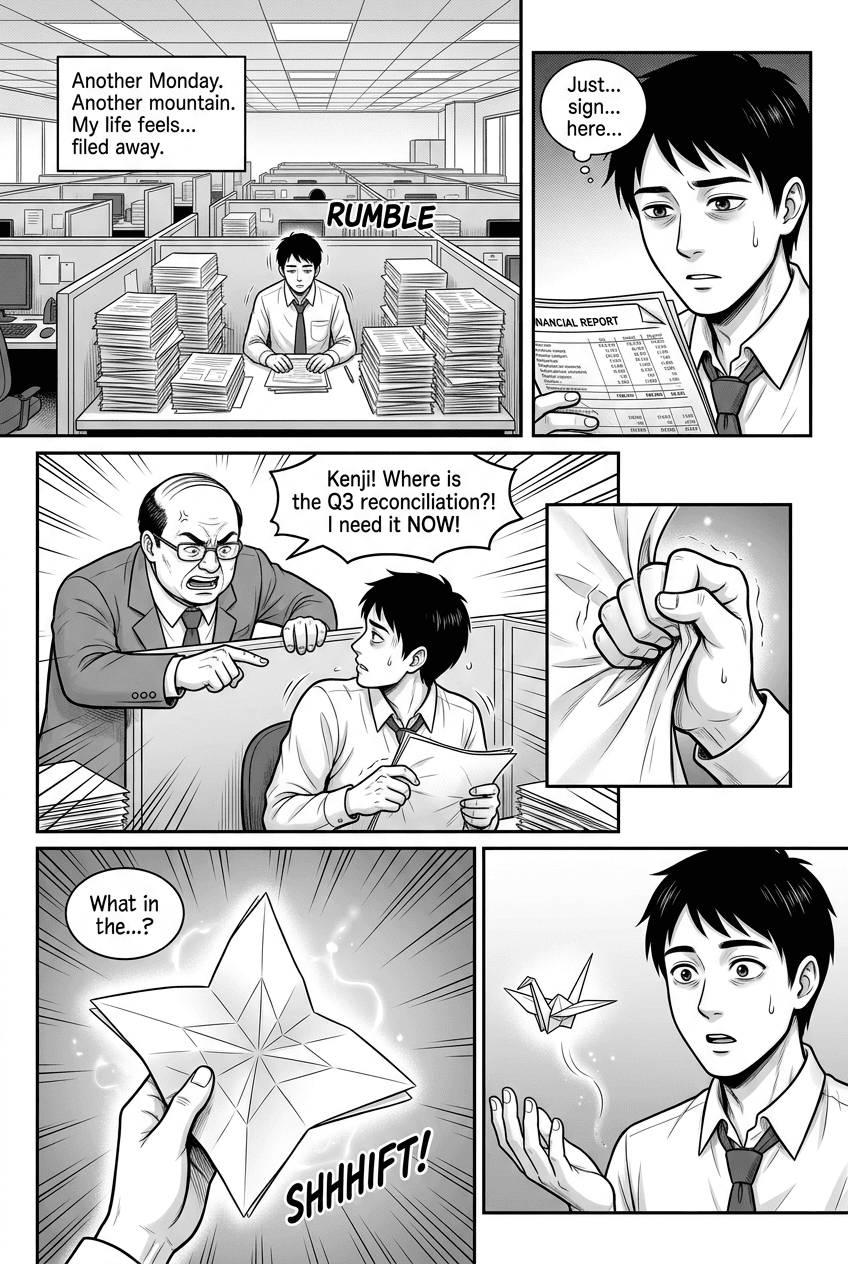 The Paper Mage, page 1 of 5, Manga style