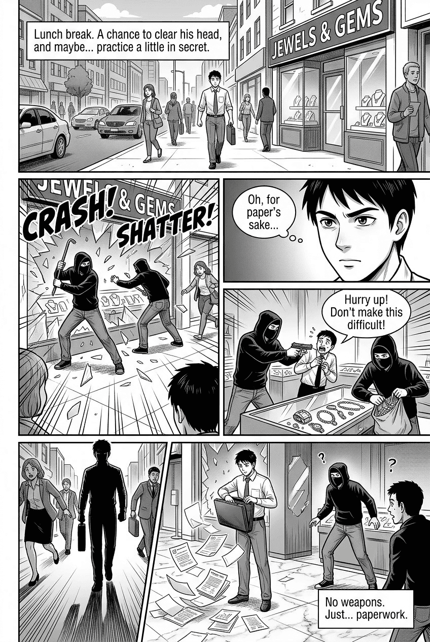 The Paper Mage, page 3 of 5, Manga style