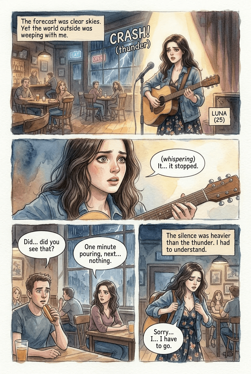 The Storm Singer, page 2 of 5, Watercolor style
