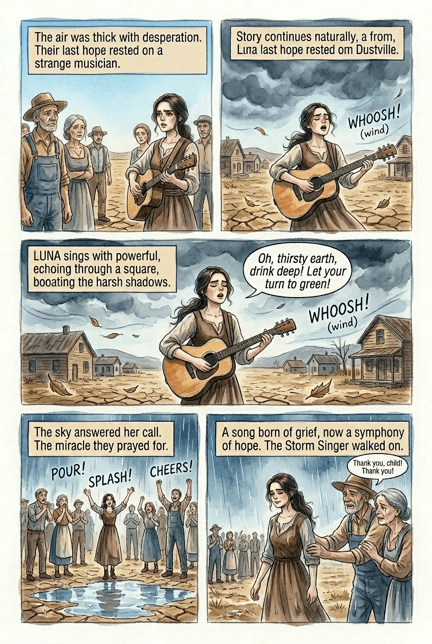 The Storm Singer, page 5 of 5, Watercolor style