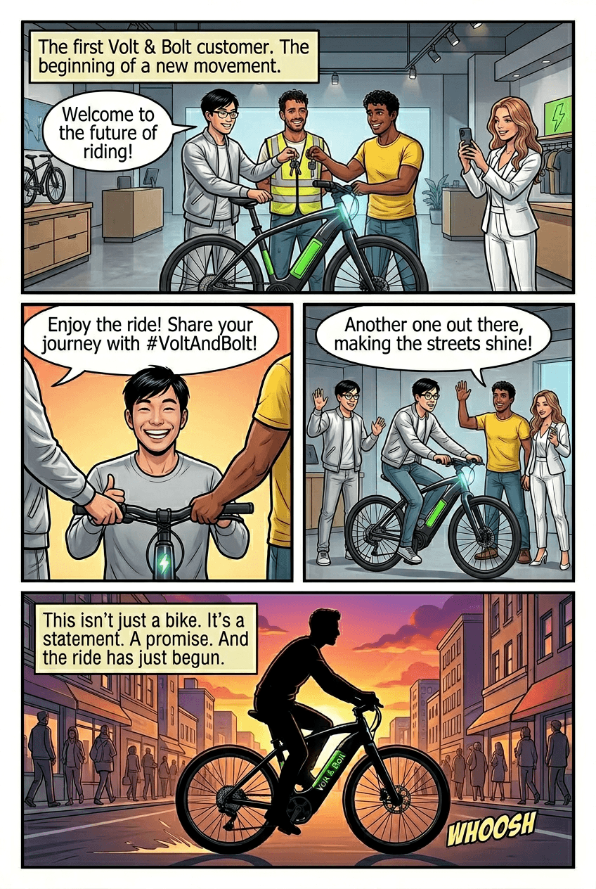 Volt & Bolt, page 5 of 5, Graphic Novel style