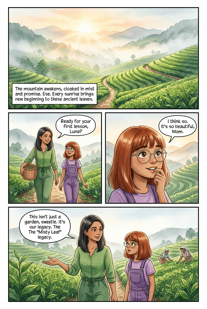 Misty Leaf, page 1 of 5, Watercolor style