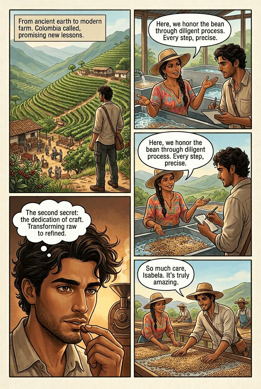 The Secret Origin of Our Espresso, page 2 of 5, Graphic Novel style