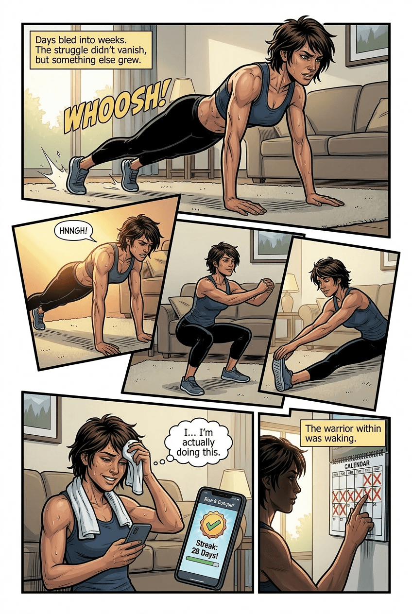 The Morning Warrior, page 3 of 5, Superhero style