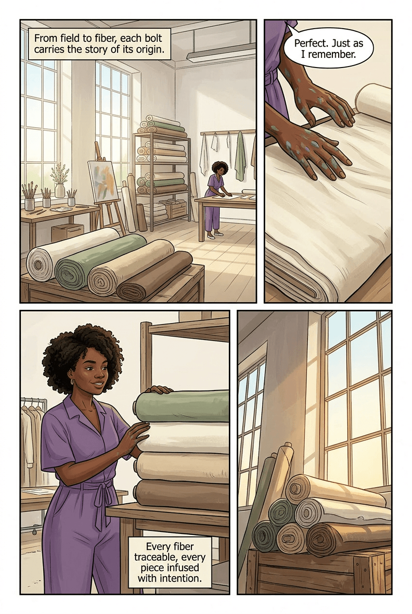 Linen Hours, page 2 of 5, Graphic Novel style