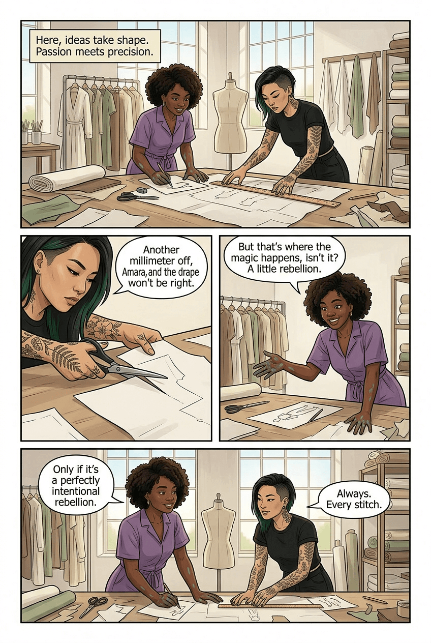 Linen Hours, page 3 of 5, Graphic Novel style