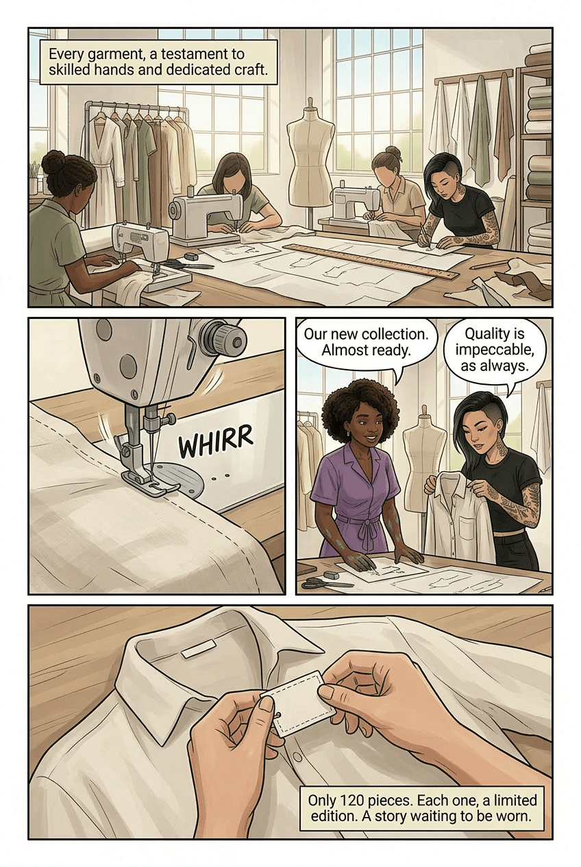 Linen Hours, page 4 of 5, Graphic Novel style