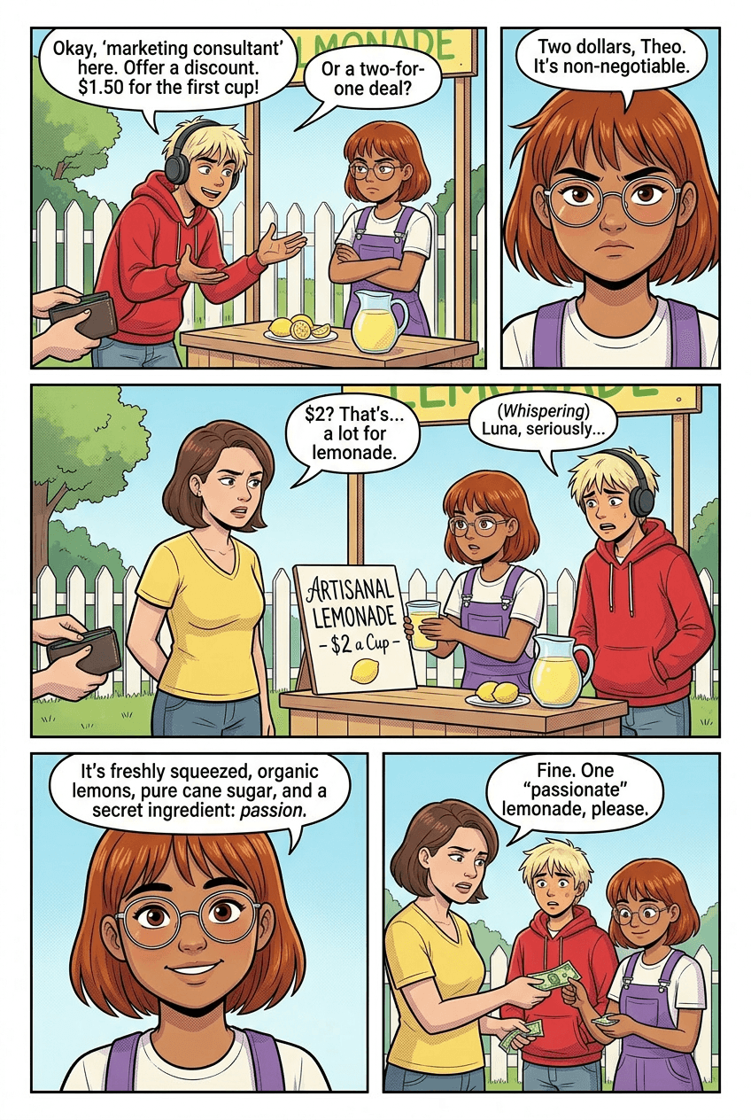 The Two Dollar Stand, page 2 of 5, Retro Pop style