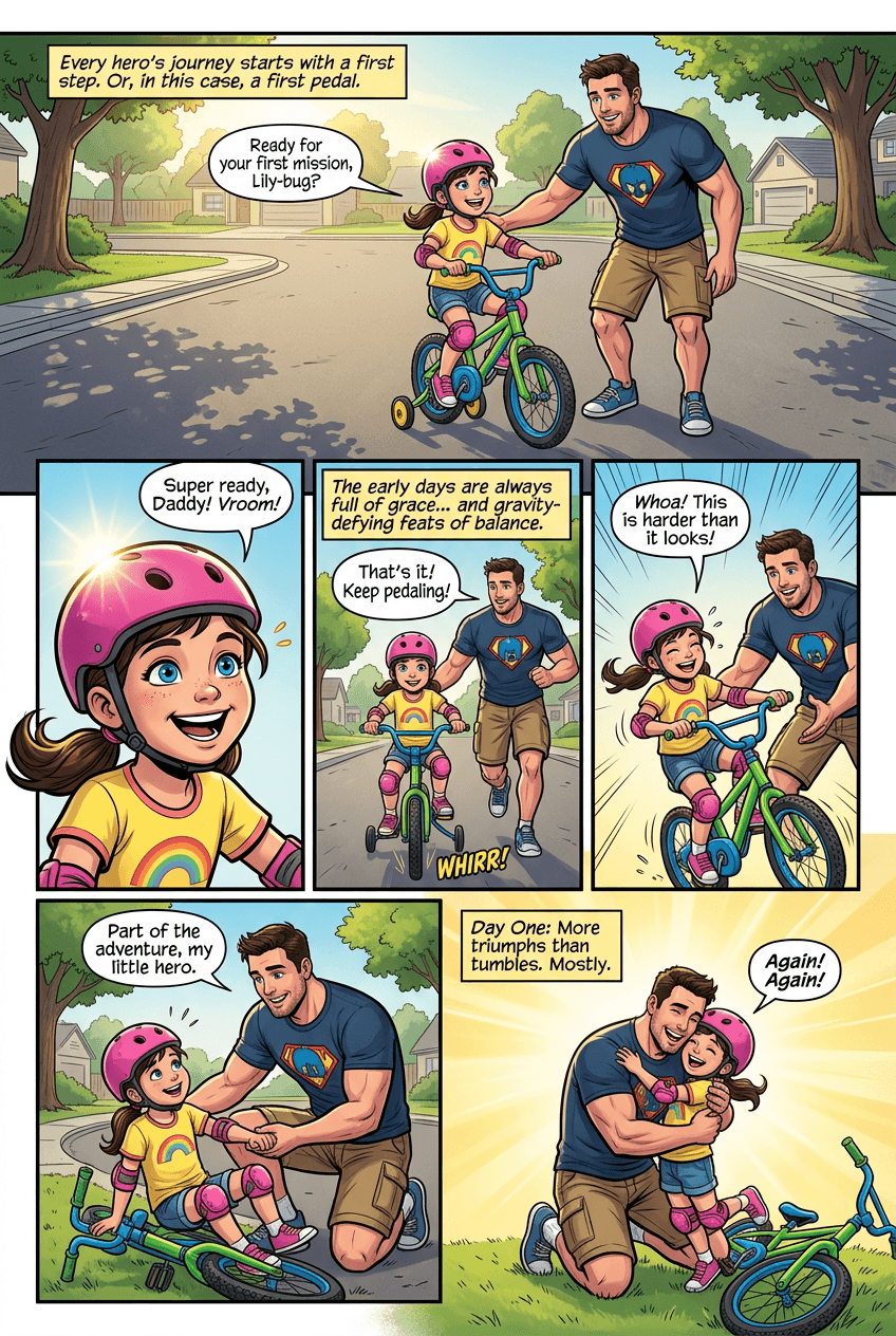 The First Bike, page 1 of 5, Superhero style