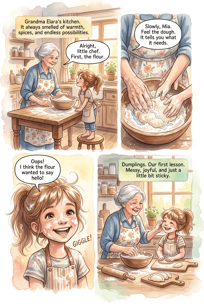 My Grandma's Kitchen, page 1 of 5, Watercolor style