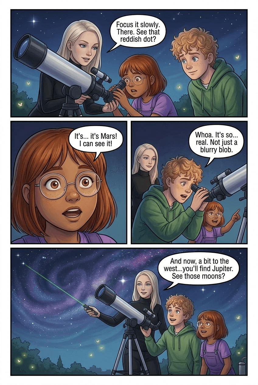 The Night We Saw Mars, page 4 of 5, Watercolor style