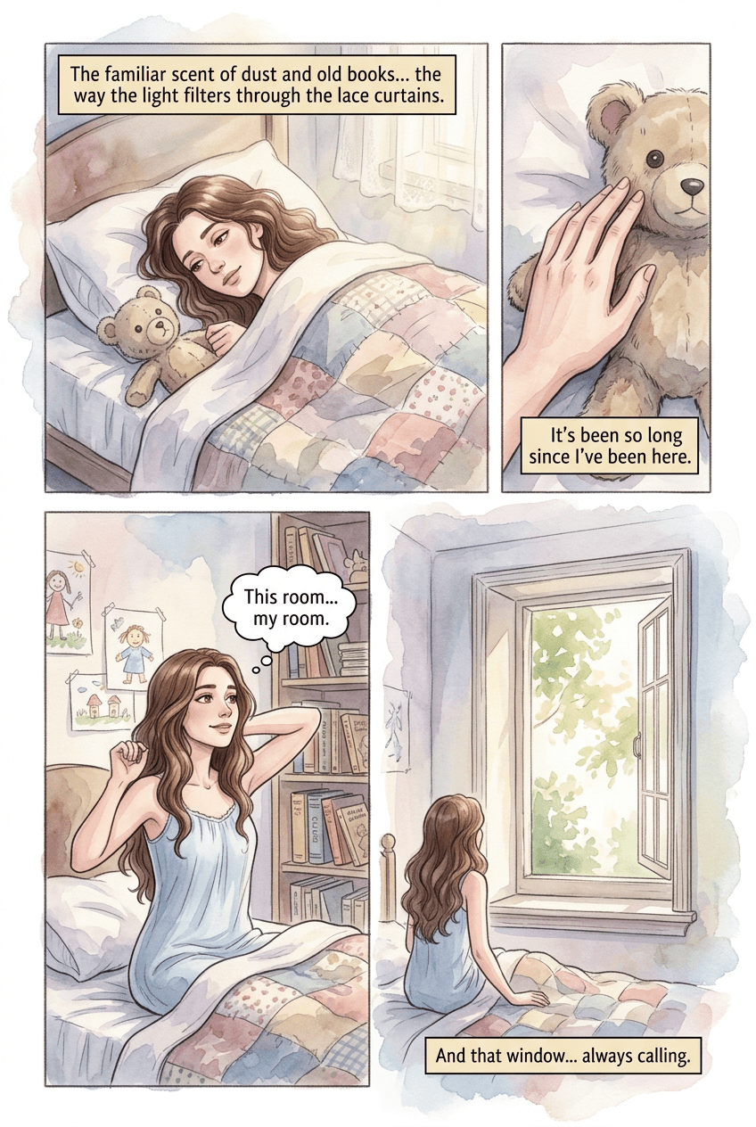 I Could Fly, page 1 of 5, Watercolor style