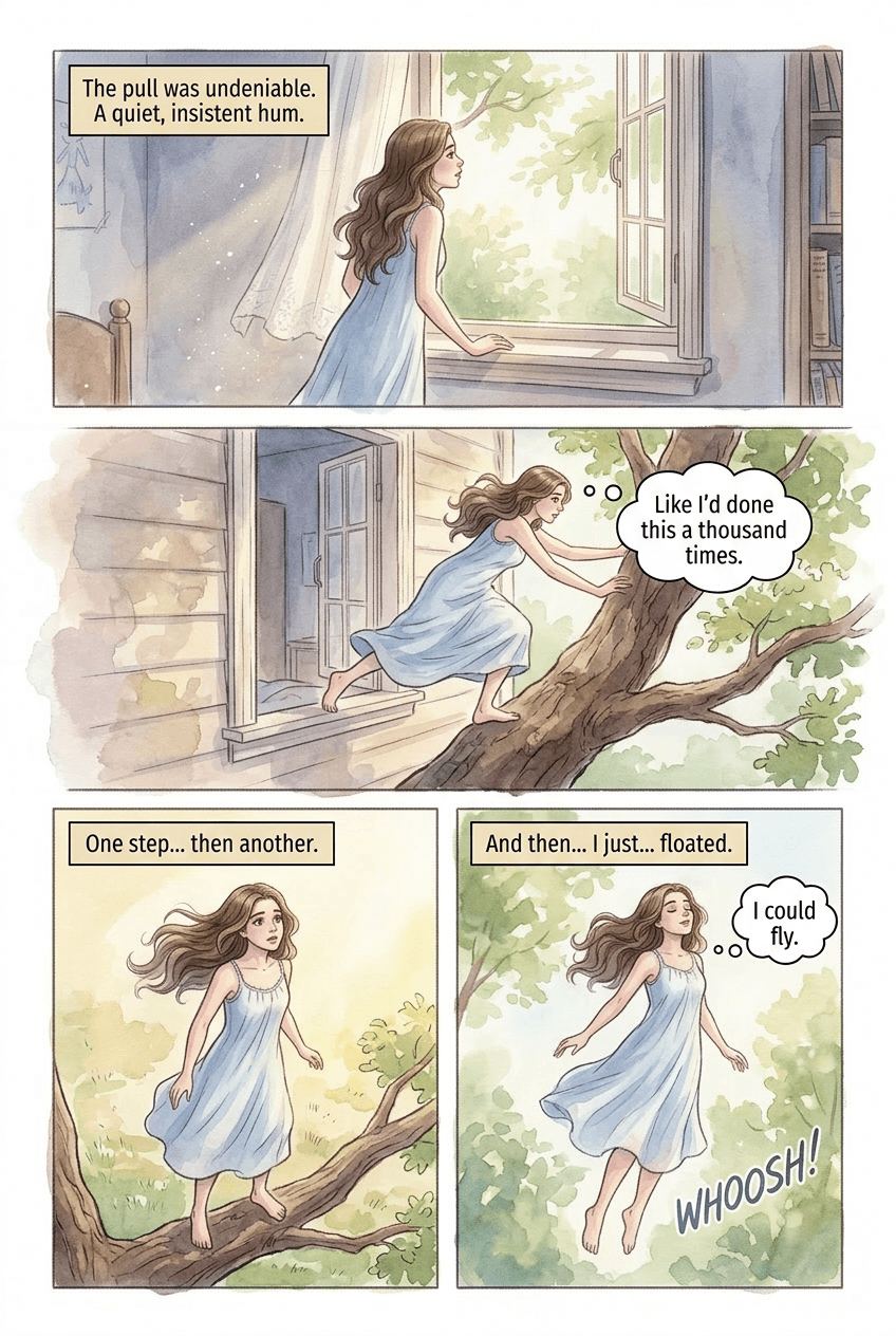 I Could Fly, page 2 of 5, Watercolor style