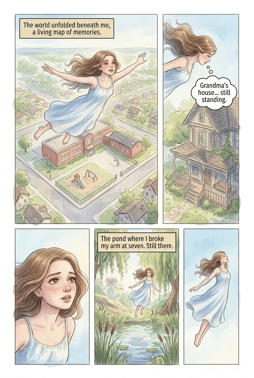 I Could Fly, page 3 of 5, Watercolor style