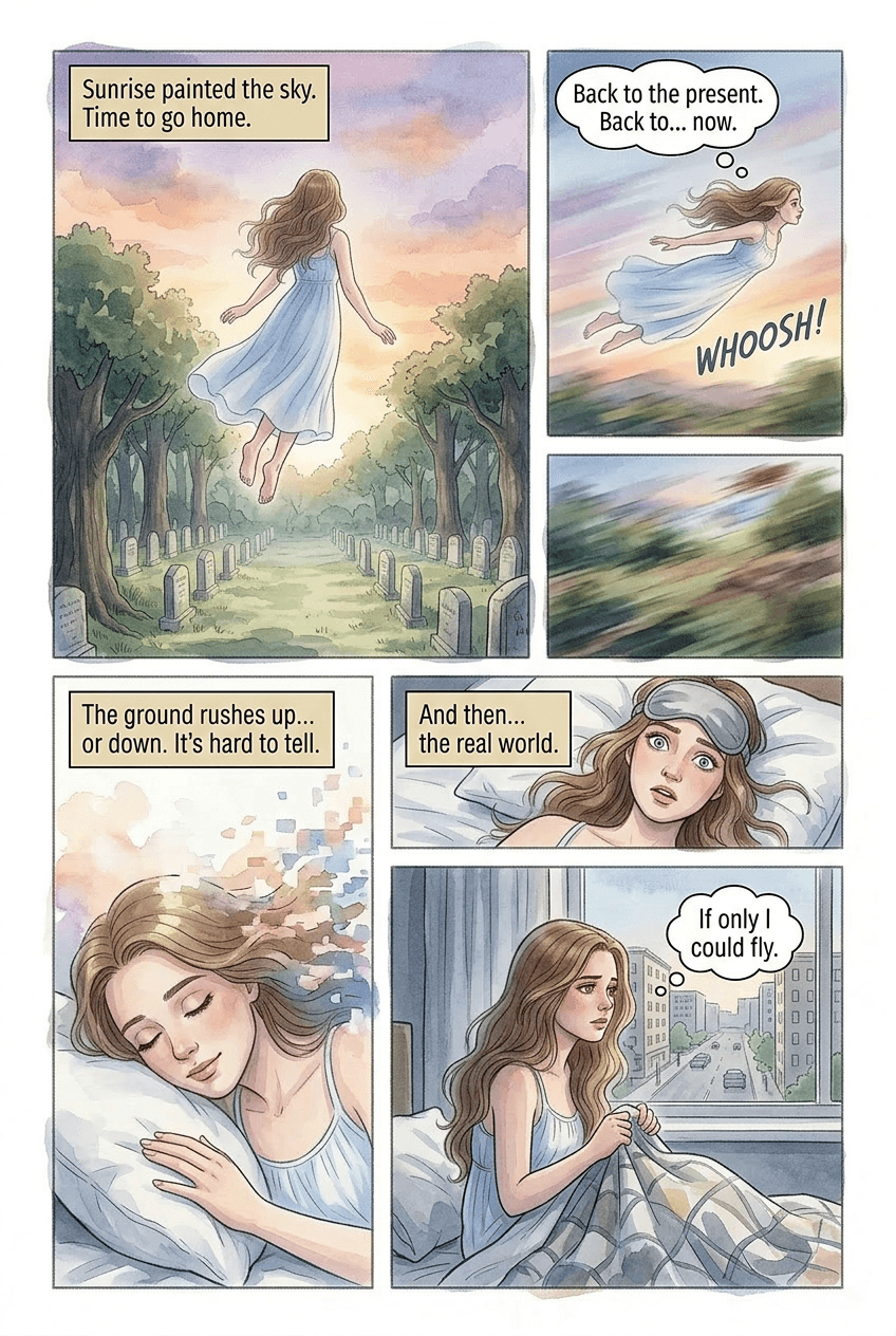 I Could Fly, page 5 of 5, Watercolor style