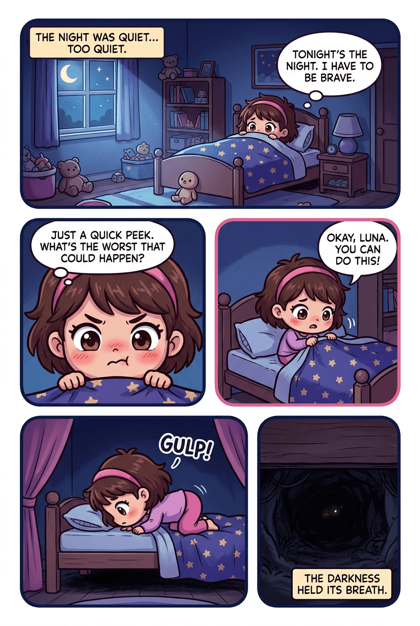 The Monster Under the Bed, page 1 of 5, Chibi style
