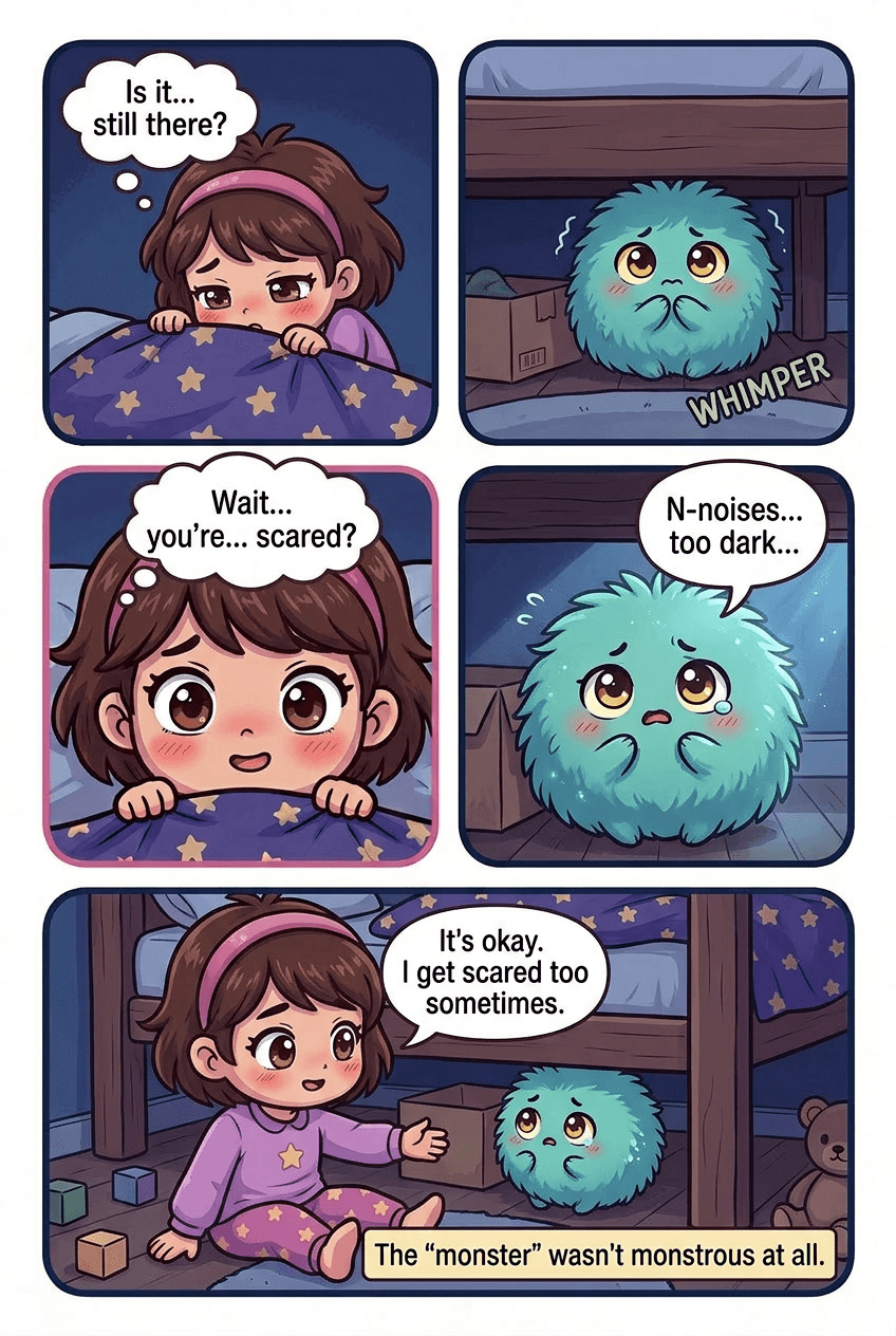 The Monster Under the Bed, page 3 of 5, Chibi style
