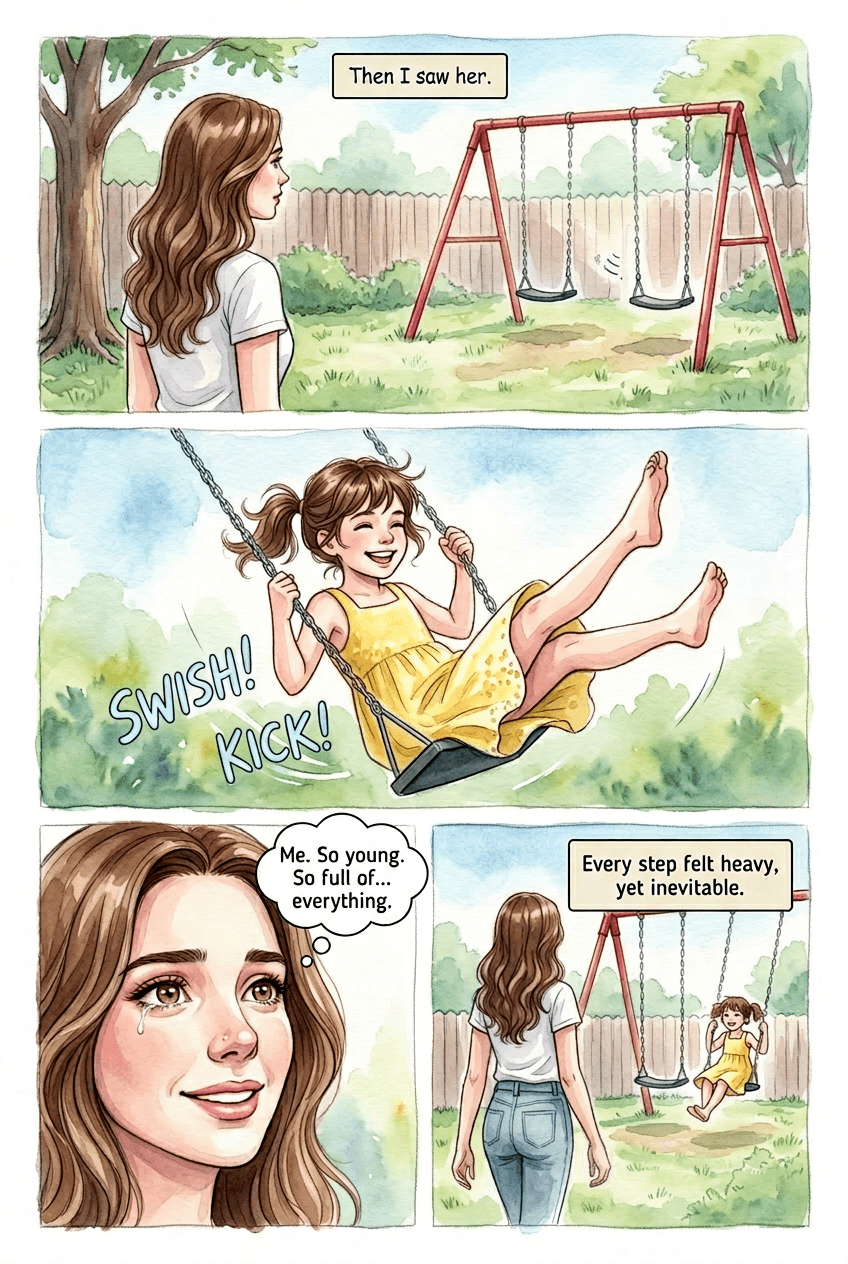 Meeting My Younger Self, page 2 of 5, Watercolor style