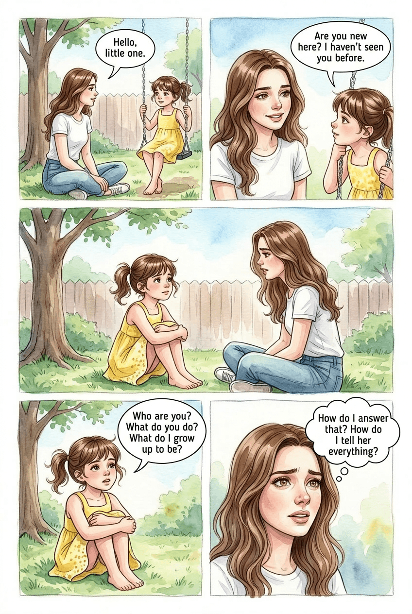 Meeting My Younger Self, page 3 of 5, Watercolor style