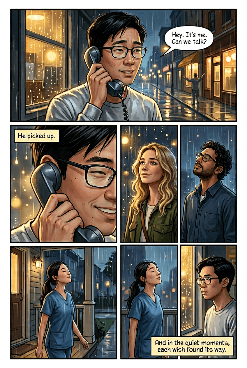 The Rain That Granted Wishes, page 4 of 5, Watercolor style