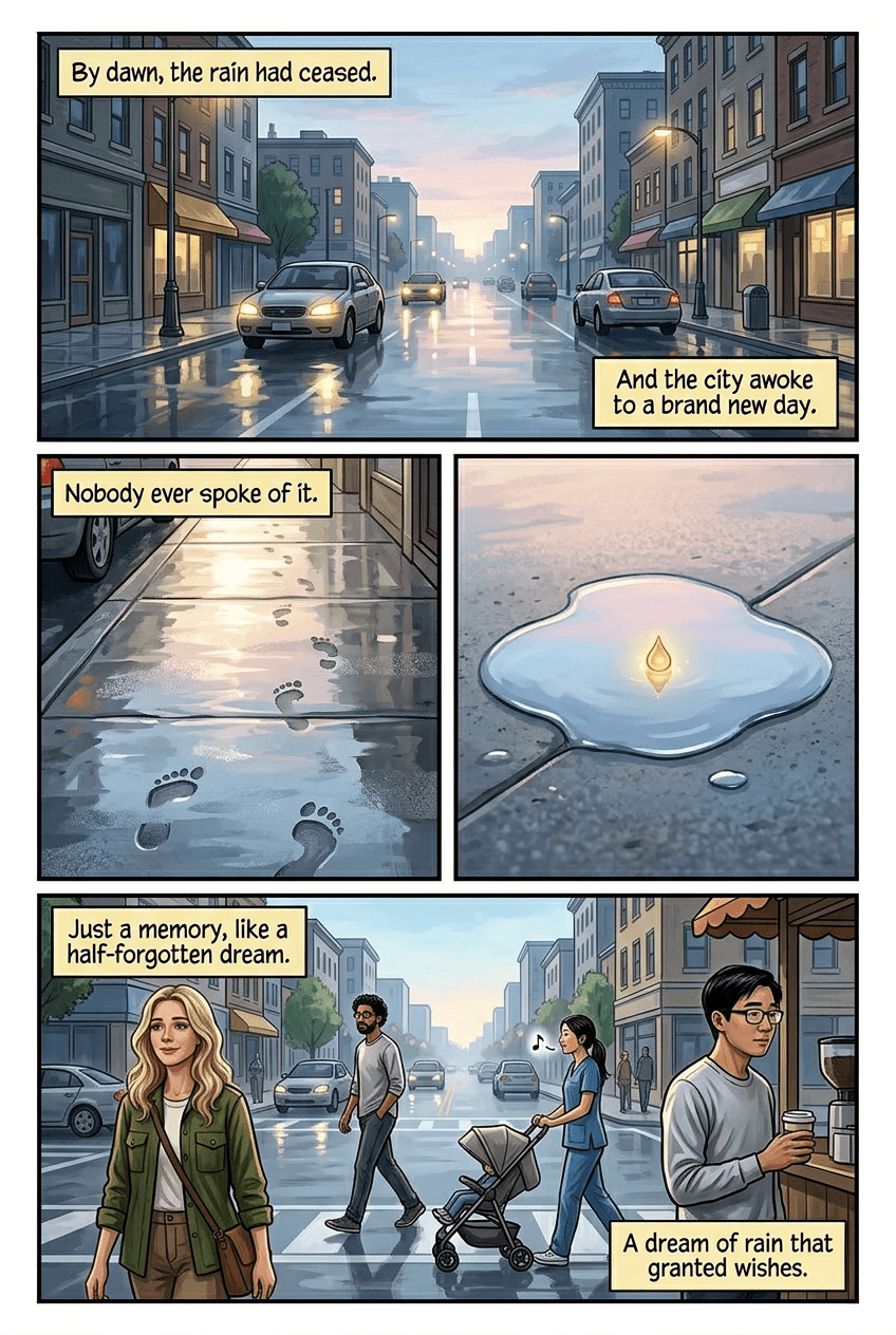 The Rain That Granted Wishes, page 5 of 5, Watercolor style