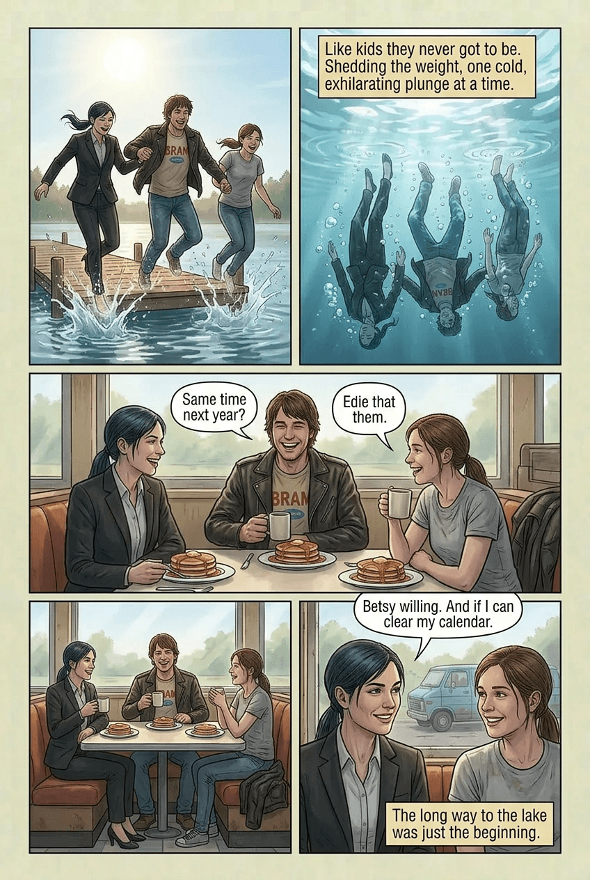 The Long Way to the Lake, page 10 of 10, Graphic Novel style