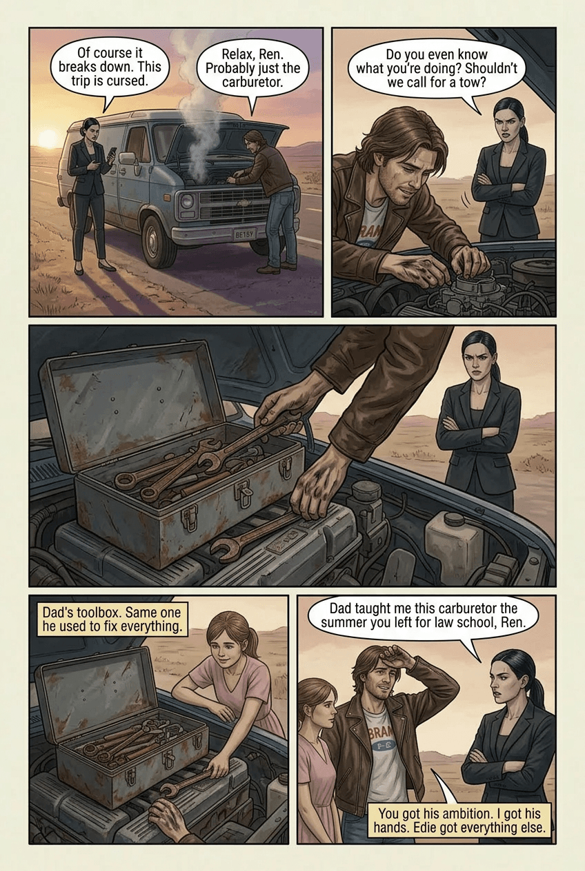 The Long Way to the Lake, page 4 of 10, Graphic Novel style