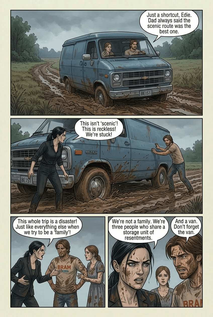 The Long Way to the Lake, page 6 of 10, Graphic Novel style
