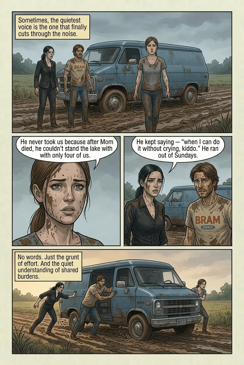 The Long Way to the Lake, page 7 of 10, Graphic Novel style