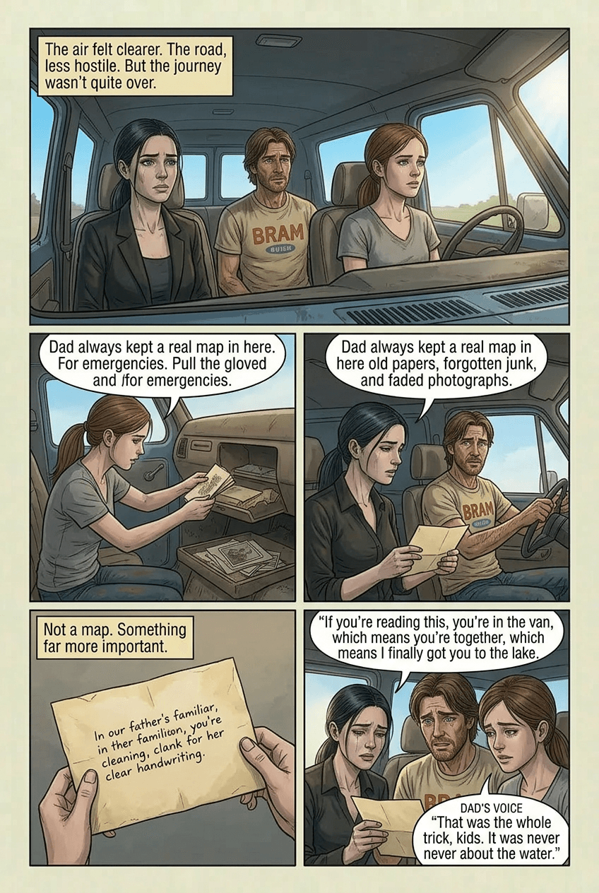 The Long Way to the Lake, page 8 of 10, Graphic Novel style