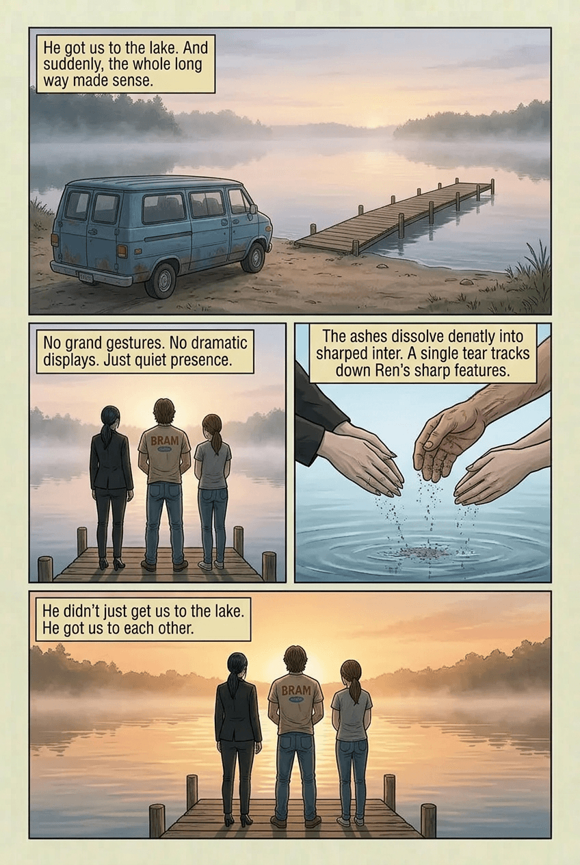 The Long Way to the Lake, page 9 of 10, Graphic Novel style