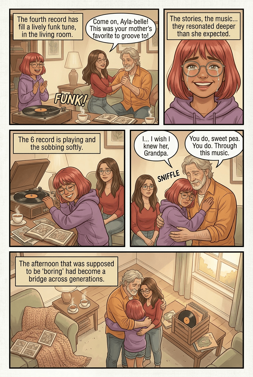 Grandpa Brought the Records, page 4 of 5, Watercolor style