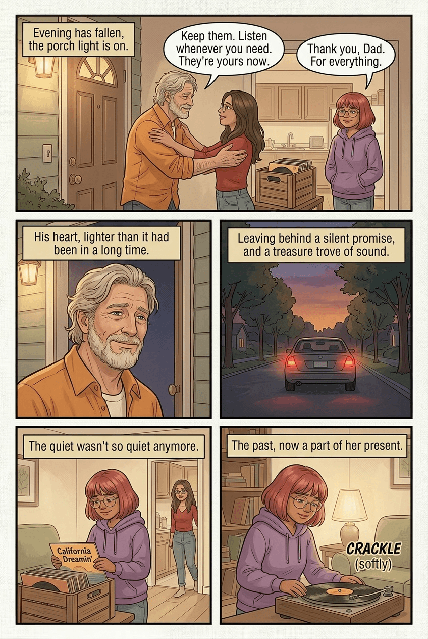 Grandpa Brought the Records, page 5 of 5, Watercolor style
