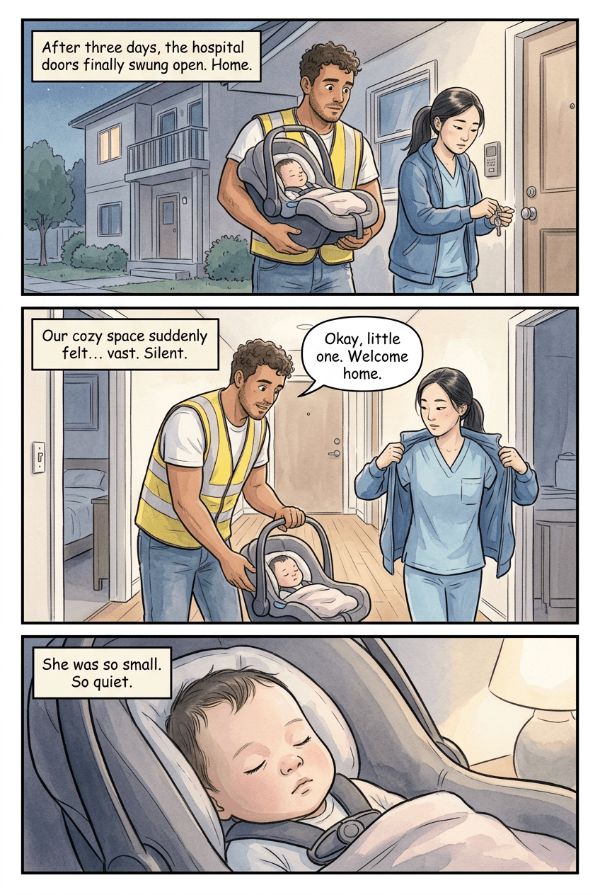 The First Night Home, page 1 of 5, Slice of Life style