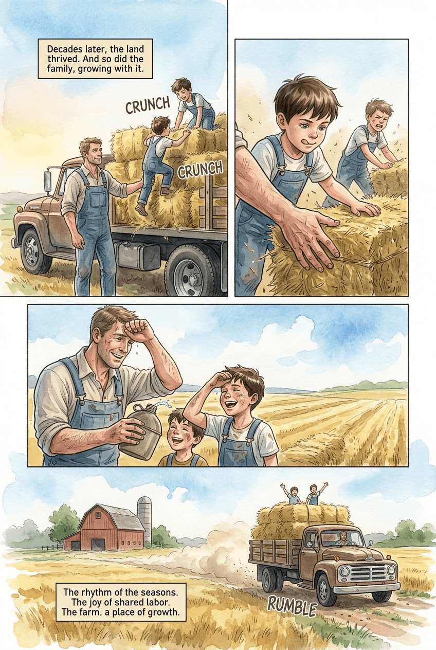 The Family Farm, page 2 of 5, Watercolor style