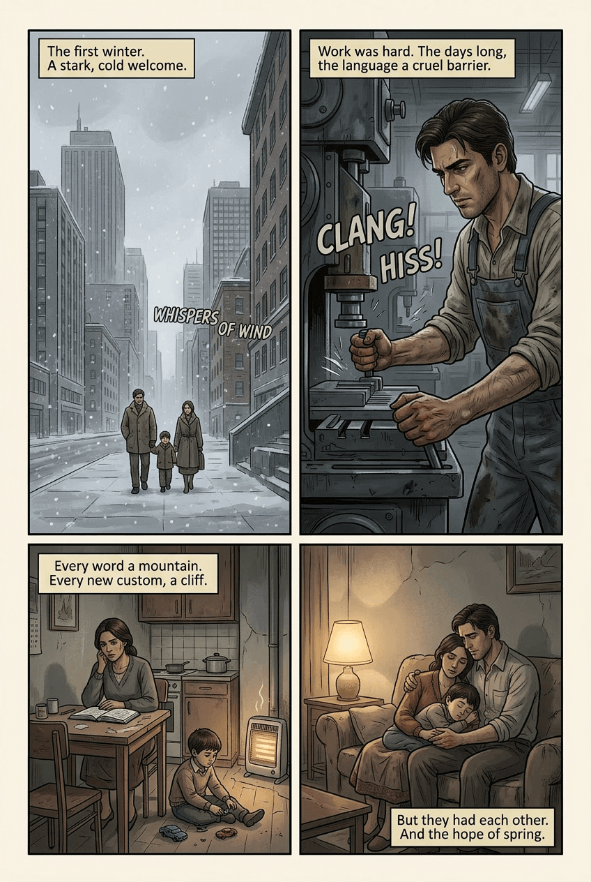 Three Suitcases, page 2 of 5, Graphic Novel style