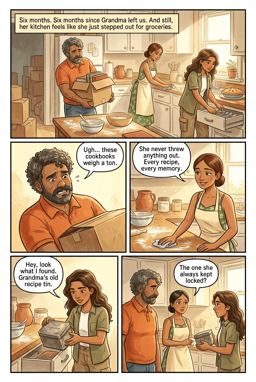 The Recipe Card, page 1 of 5, Watercolor style