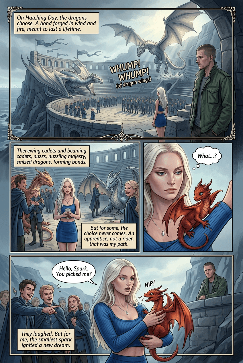 The Smallest Dragon, page 1 of 5, Romantasy style