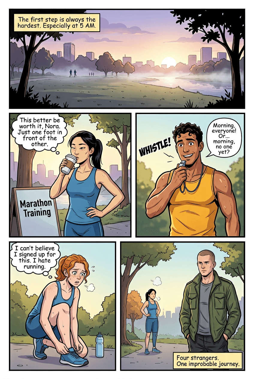 The Last Mile Club, page 1 of 5, Slice of Life style