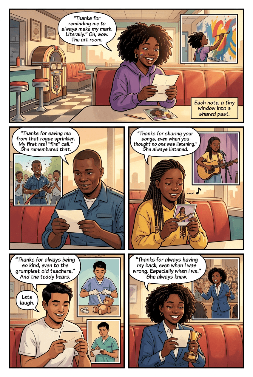 Table for Six, One Missing, page 3 of 5, Slice of Life style