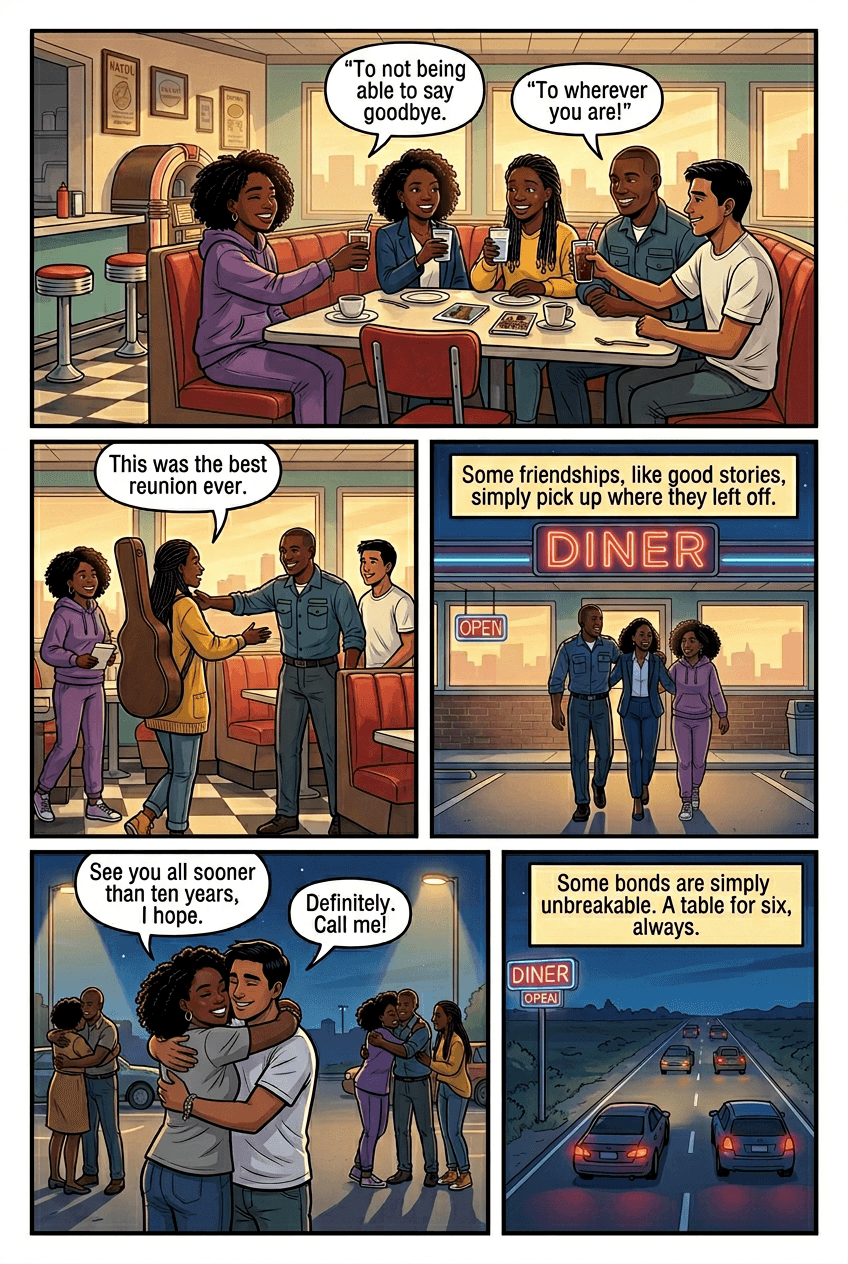 Table for Six, One Missing, page 5 of 5, Slice of Life style