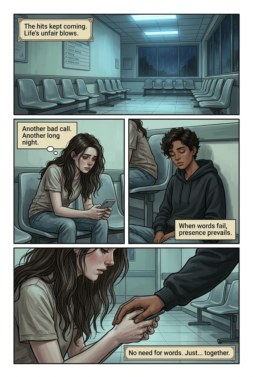 Thank You for Staying, page 2 of 5, Graphic Novel style