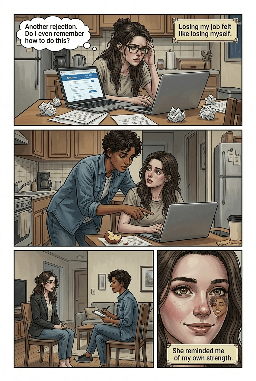 Thank You for Staying, page 3 of 5, Graphic Novel style