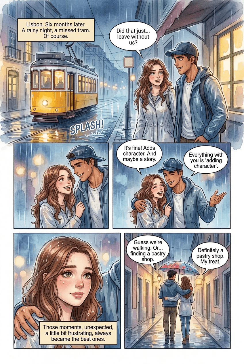 We Saw the World Together, page 2 of 5, Watercolor style