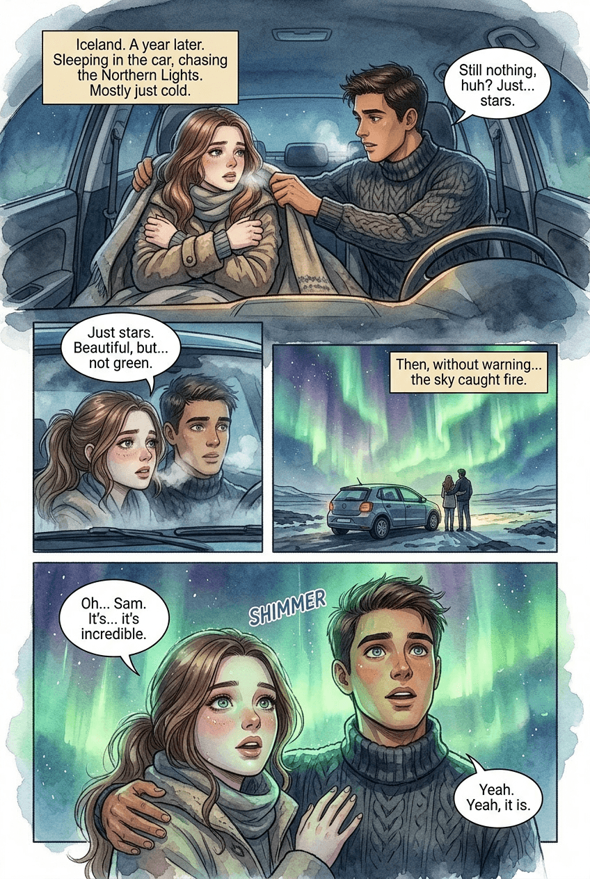 We Saw the World Together, page 3 of 5, Watercolor style
