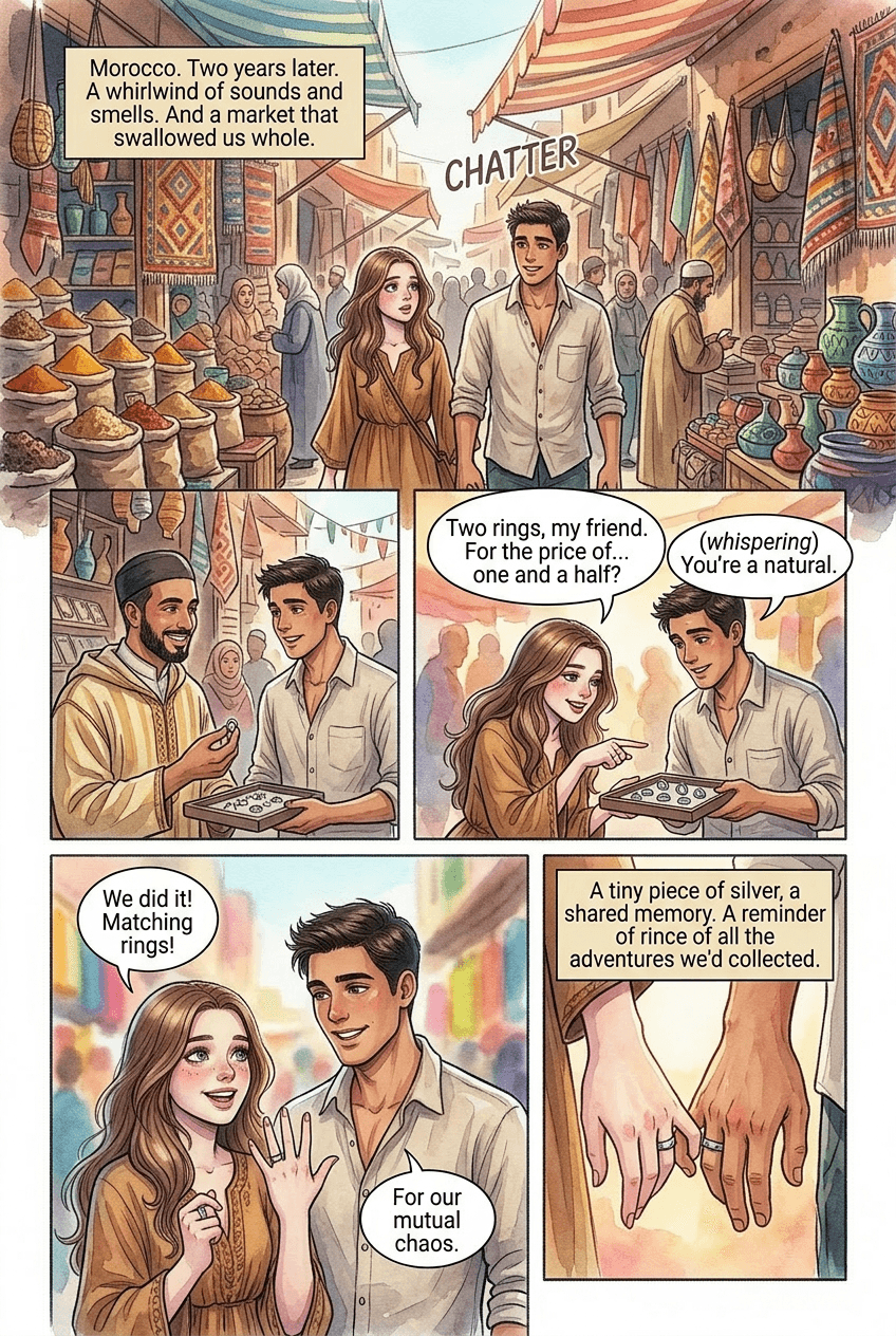 We Saw the World Together, page 4 of 5, Watercolor style