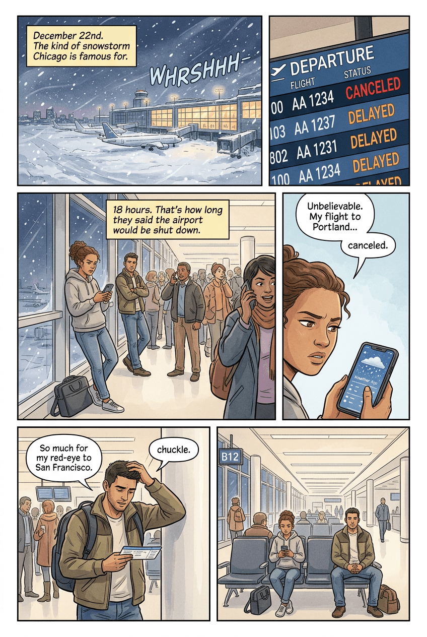 Snowed In Together, page 1 of 5, Slice of Life style