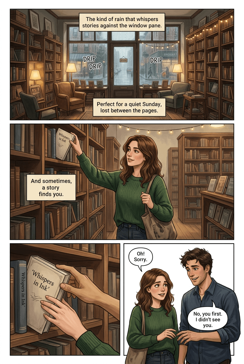 Last Copy on the Shelf, page 1 of 5, Graphic Novel style